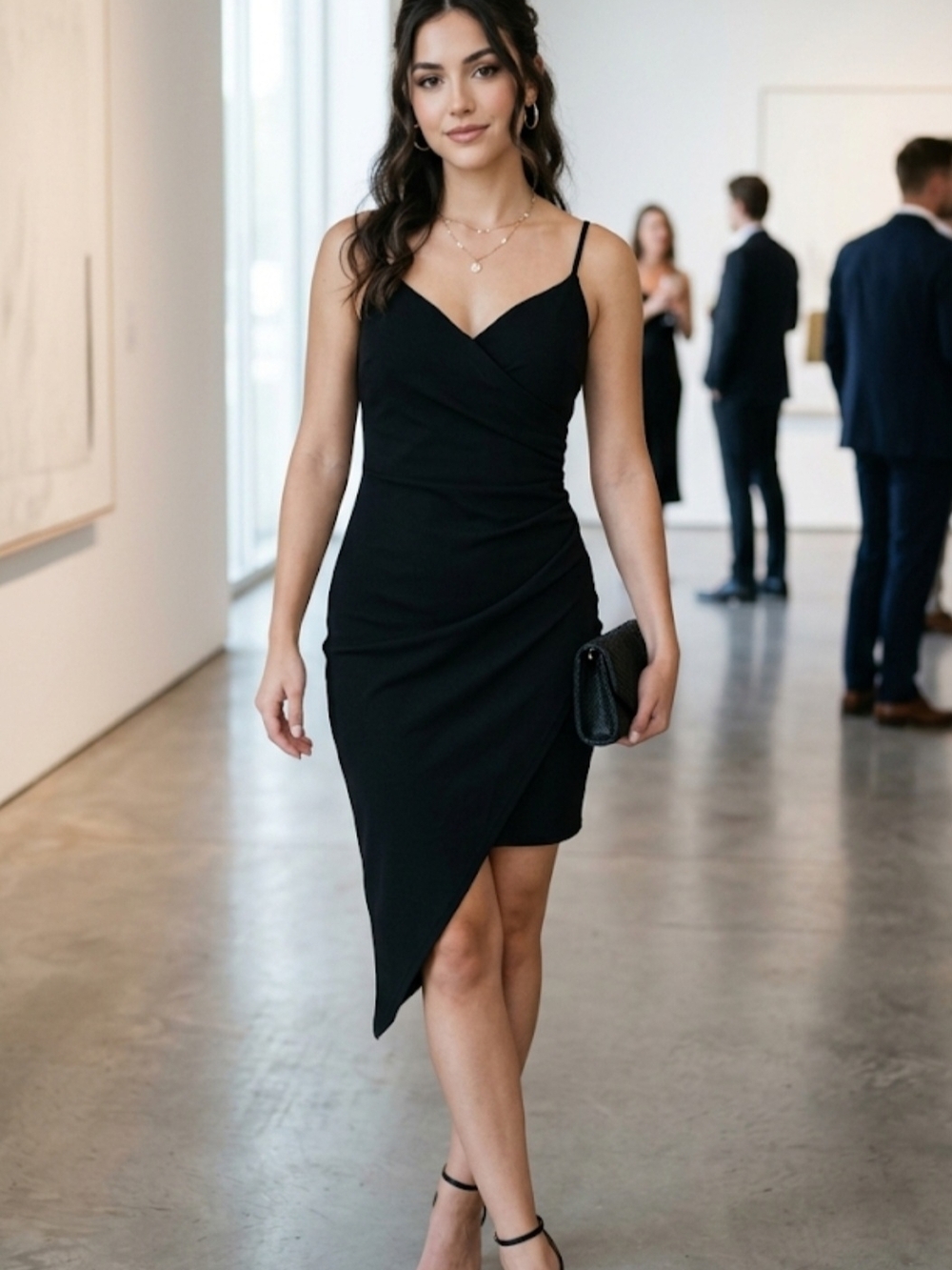 Free Planet Black Asymmetrical Spaghetti Strap Dress